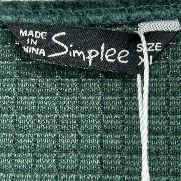 SIMPLEE WOMEN’S XL GREEN FAUX WRAP CORDUROY DRESS SIDE TIE BELTED V-NECK CHIC - Picture 2 of 7